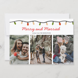 Cartes Pour Fêtes Annuelles Merry and Maried Script Christmas Lights   Photo