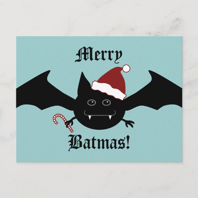 Cartes Pour Fêtes Annuelles Merry Batmas bête chauve-souris gothique Noël (Devant)