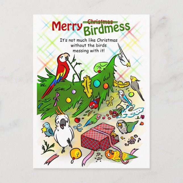 Cartes Pour Fêtes Annuelles Merry Birdmess (Devant)