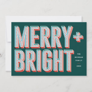Cartes Pour Fêtes Annuelles Merry + Bright Marquee Holiday Card - Vert