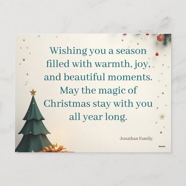 Cartes Pour Fêtes Annuelles Merry & Bright Minimal Christmas Greeting Card (Dos)
