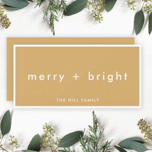 Cartes Pour Fêtes Annuelles Merry + Bright   Ocher Mustard Gold Christmas
