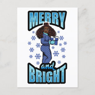Cartes Pour Fêtes Annuelles Merry & Bright Pajama Melanin X mas Sweater Sista