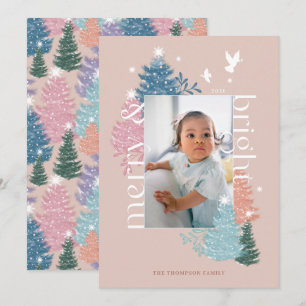 Cartes Pour Fêtes Annuelles Merry & Bright Pastel Christmas Tree Forest Photo