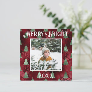 Cartes Pour Fêtes Annuelles Merry & Bright Photo Rouge Pailleté Métallisé