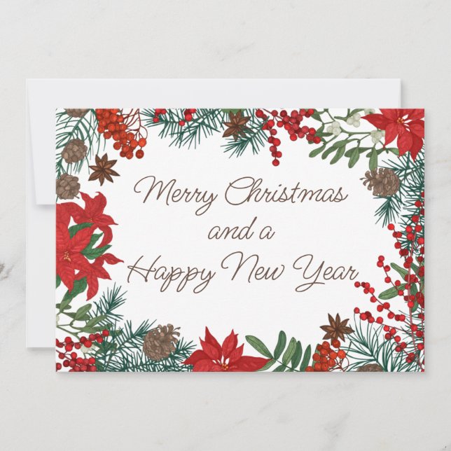 Cartes Pour Fêtes Annuelles Merry Christmas and a Happy New Year (Devant)