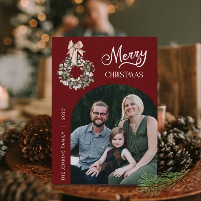 Cartes Pour Fêtes Annuelles Merry Christmas Arch Photo Christmas Card (Arched Photo Christmas Greeting Card)