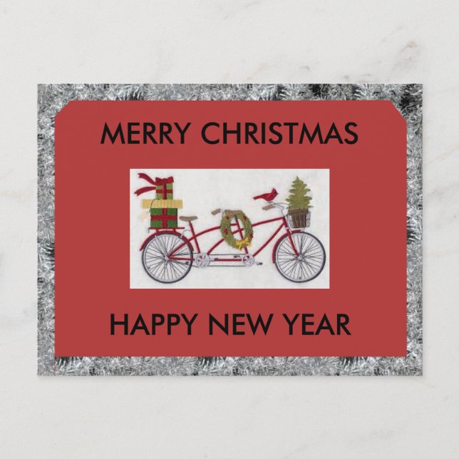 CARTES POUR FÊTES ANNUELLES MERRY CHRISTMAS BICYCLE POSTCARD (Devant)