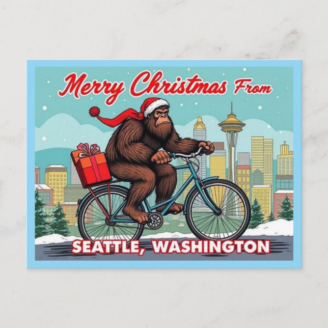 Cartes Pour Fêtes Annuelles Merry Christmas Bigfoot From Seattle Washington (Devant)