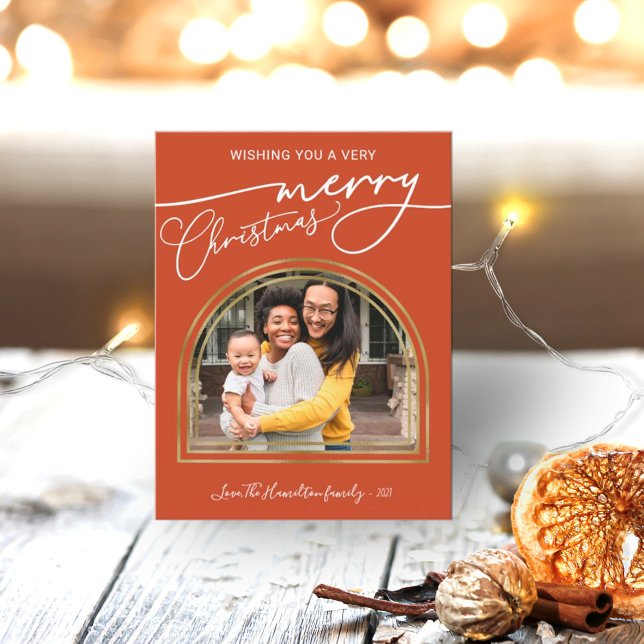 Cartes Pour Fêtes Annuelles Merry Christmas Calligraphy Arch Frame (Créateur téléchargé)