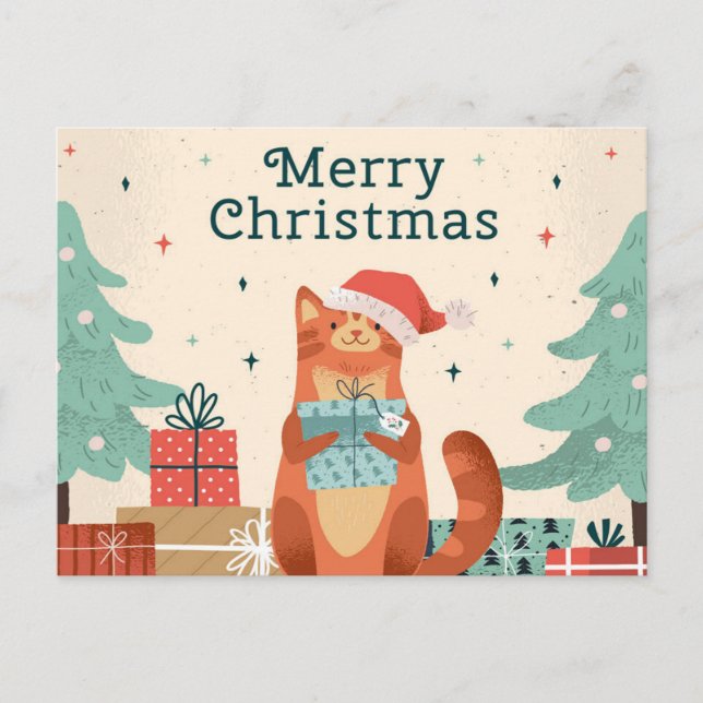 CARTES POUR FÊTES ANNUELLES MERRY CHRISTMAS CAT (Devant)
