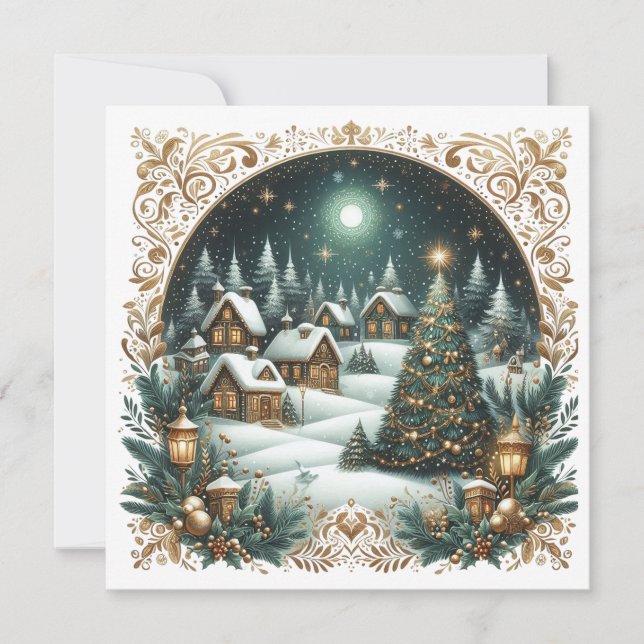 Cartes Pour Fêtes Annuelles Merry Christmas & Christmas village   Personalized (Devant)