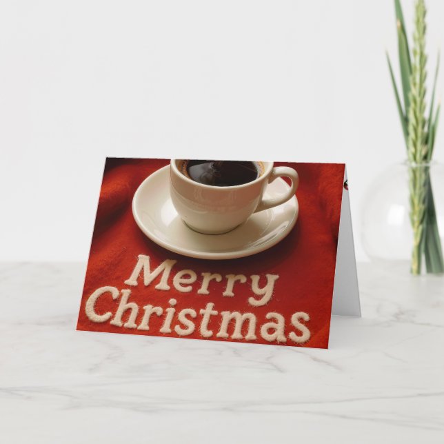 Cartes Pour Fêtes Annuelles Merry Christmas Coffee On a Red Blanket (Devant)