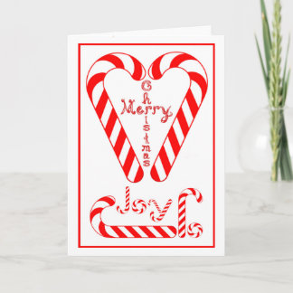 Cartes Pour Fêtes Annuelles Merry Christmas Cross Heart Candy Canes Joy Sleigh