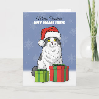 Cartes Pour Fêtes Annuelles Merry Christmas Custom Name Santa Hat WIth Gifts