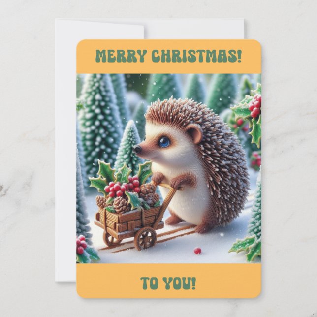 Cartes Pour Fêtes Annuelles MERRY CHRISTMAS Cute Hedgehog Appartement de vacan (Devant)