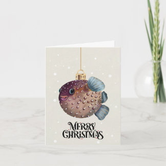Cartes Pour Fêtes Annuelles Merry Christmas Cute Pufferfish Ornament Whimsical