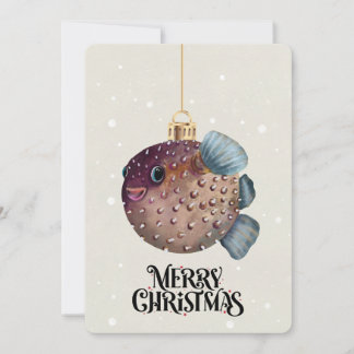 Cartes Pour Fêtes Annuelles Merry Christmas Cute Pufferfish Ornament Whimsical