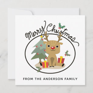 Cartes Pour Fêtes Annuelles Merry Christmas Cute Reindeer Personalized