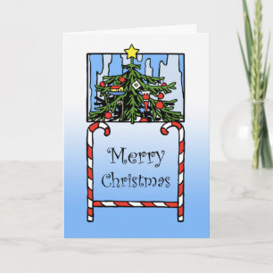 Cartes Pour Fêtes Annuelles Merry Christmas, Decorated Tree and Candy Canes