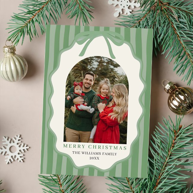 Cartes Pour Fêtes Annuelles Merry Christmas Elegant Bow Photo Holiday Card (Créateur téléchargé)