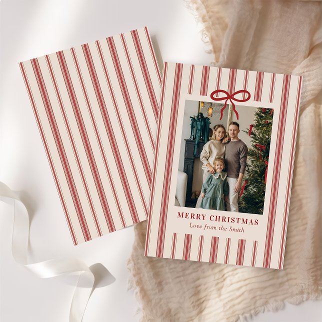 Cartes Pour Fêtes Annuelles Merry Christmas Elegant Bow Photo Holiday Card (Créateur téléchargé)
