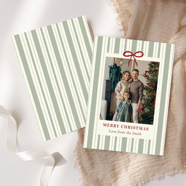 Cartes Pour Fêtes Annuelles Merry Christmas Elegant Bow Photo Holiday Card (Créateur téléchargé)