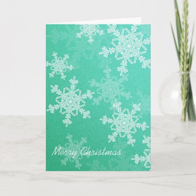 Cartes Pour Fêtes Annuelles Merry Christmas Emerald White Snowflake Minimalist (Devant)