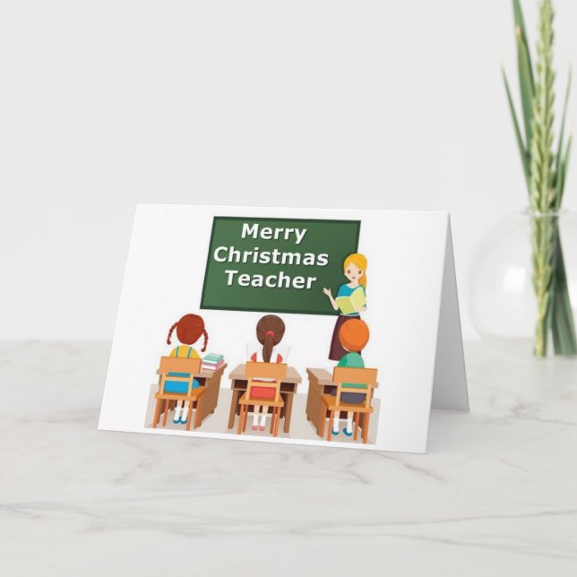 Cartes Pour Fêtes Annuelles "MERRY CHRISTMAS EST SOUHAITÉ" à l'ENSEIGNANTE Hol (Devant)