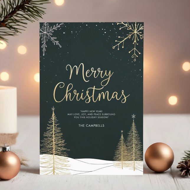 Cartes Pour Fêtes Annuelles Merry Christmas Gold Calligraphic Holiday Card (Créateur téléchargé)