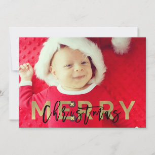 Cartes Pour Fêtes Annuelles MERRY CHRISTMAS Gold Foil & Black Modern Photo