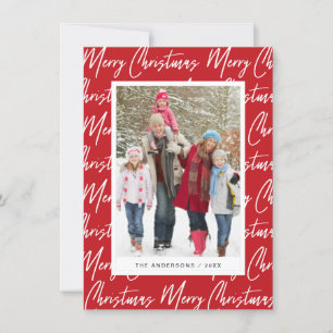 Cartes Pour Fêtes Annuelles Merry Christmas Hand Lettered Photo Script Text