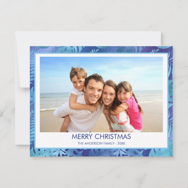 CARTES POUR FÊTES ANNUELLES MERRY CHRISTMAS HAWAIIAN TROPICAL BLEU PHOTO (Devant)