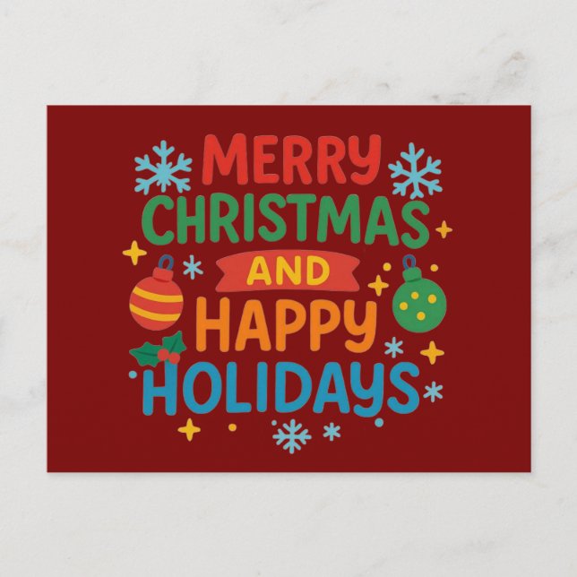 Cartes Pour Fêtes Annuelles Merry Christmas Holiday Cards  (Devant)