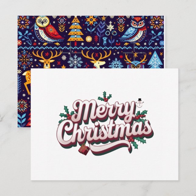 Cartes Pour Fêtes Annuelles Merry Christmas Holiday Postcard – Festive Winter  (Devant / Derrière)