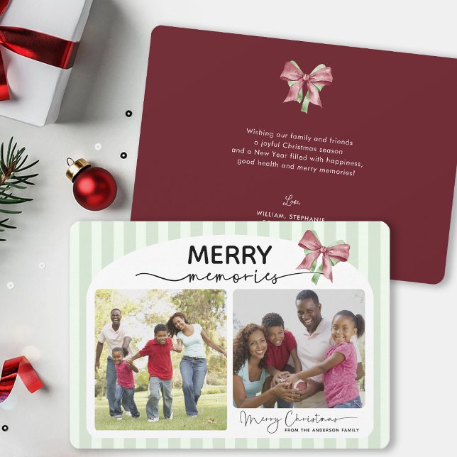 Cartes Pour Fêtes Annuelles Merry Christmas Memories Bow Photo (Créateur téléchargé)