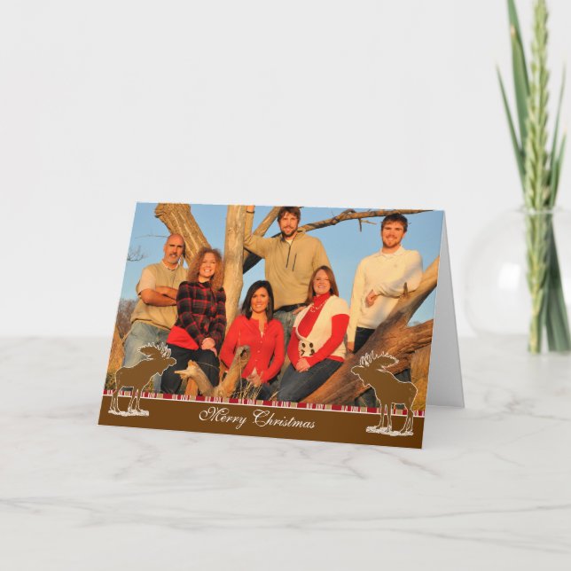 Cartes Pour Fêtes Annuelles Merry Christmas Moose White Outline (Devant)