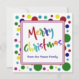 Cartes Pour Fêtes Annuelles Merry Christmas Multicolored Letters Colorful Dots