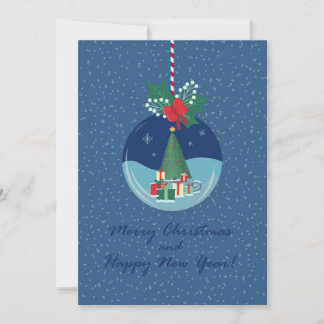 Cartes Pour Fêtes Annuelles Merry Christmas Ornament Card with Tree and Gifts