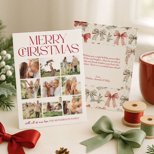 Cartes Pour Fêtes Annuelles Merry Christmas Photo Collage (Créateur téléchargé)
