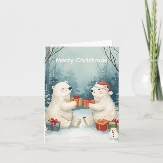 Cartes Pour Fêtes Annuelles Merry Christmas Polar Bear Presents Christmas Card (Devant)