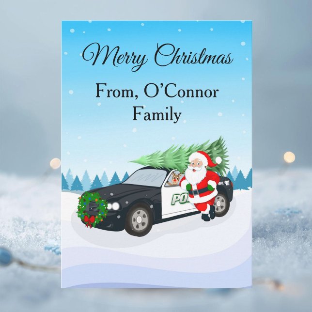 Cartes Pour Fêtes Annuelles Merry Christmas Police Car with Santa (Créateur téléchargé)