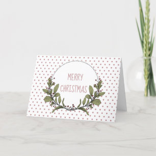 Cartes Pour Fêtes Annuelles Merry Christmas Polka Dot Mistletoe Wreath 
