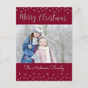 Cartes Pour Fêtes Annuelles Merry Christmas Red and Silver Foil Stars Photo