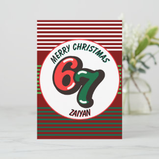 Cartes Pour Fêtes Annuelles Merry Christmas Red Numbers 6 & 7 Custom Name