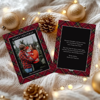 Cartes Pour Fêtes Annuelles Merry Christmas Red Plaid Tartan Photo