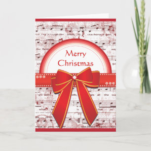 Cartes Pour Fêtes Annuelles Merry Christmas red ribbon notes greeting card