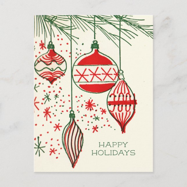 Cartes Pour Fêtes Annuelles Merry Christmas | Retro Hand Drawn  Ornaments Holi (Devant)