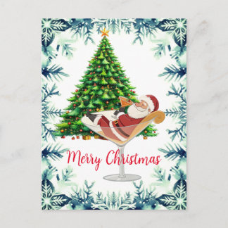 Cartes Pour Fêtes Annuelles Merry Christmas Santa in Martini Glass