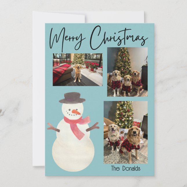 Cartes Pour Fêtes Annuelles Merry Christmas Snowman Photo Card (Devant)